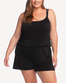 Solid Plus Size Swim Romper