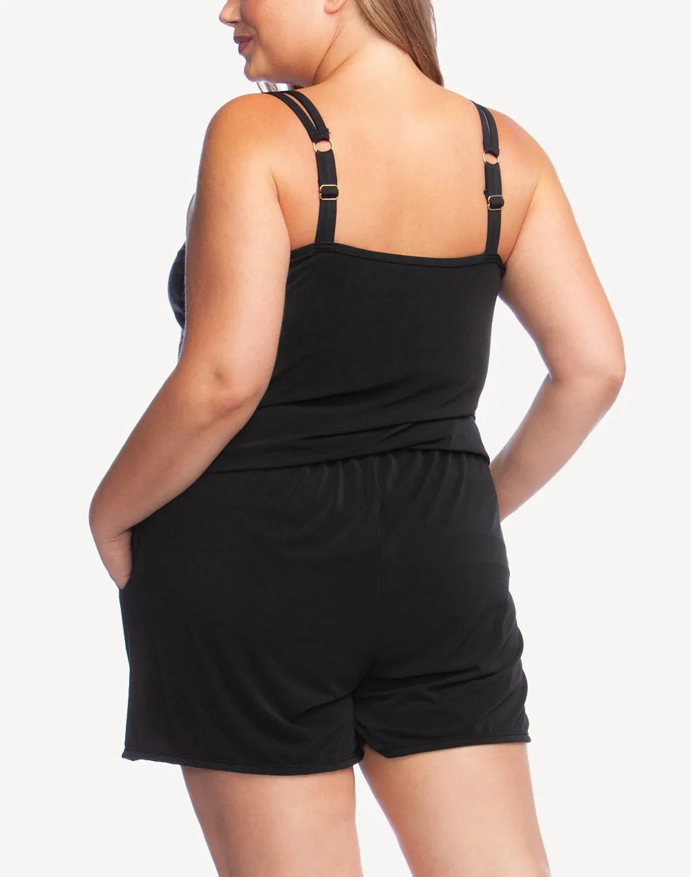 Solid Plus Size Swim Romper
