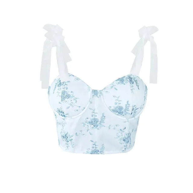 Sultry Lace Up Push Up Corset Crop Top for Summer Clubwear