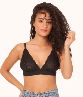 The Long-Lined Lace Bralette: Jet Black