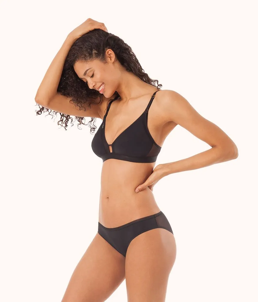 The Mesh Trim Nursing Bralette: Jet Black