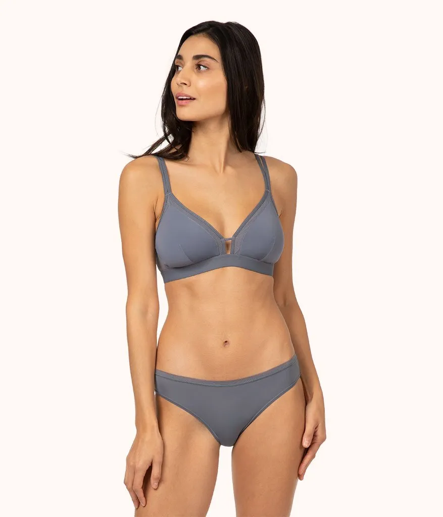 The Mesh Trim Padded Bralette Trio: Toasted Almond/Jet Black/Smoke