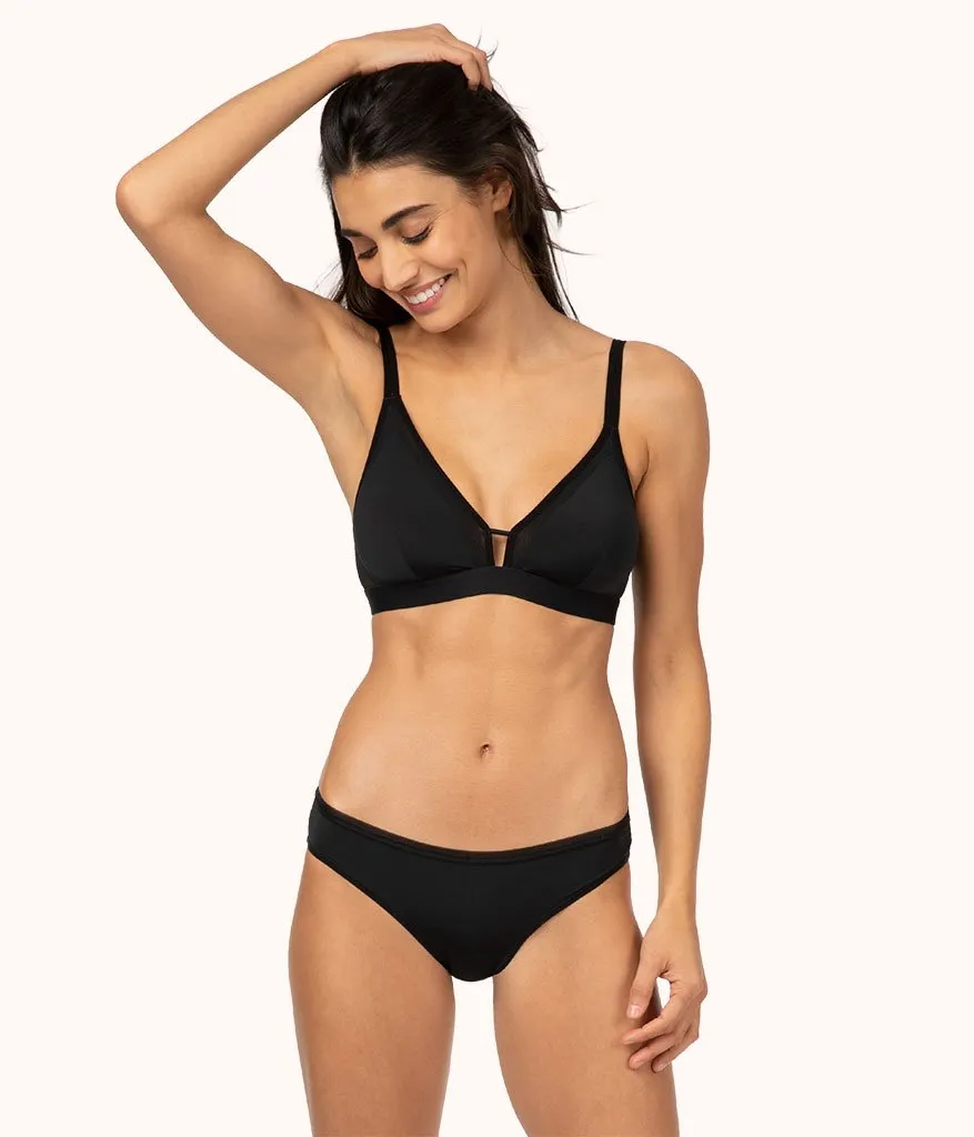 The Mesh Trim Padded Bralette Trio: Toasted Almond/Jet Black/Smoke