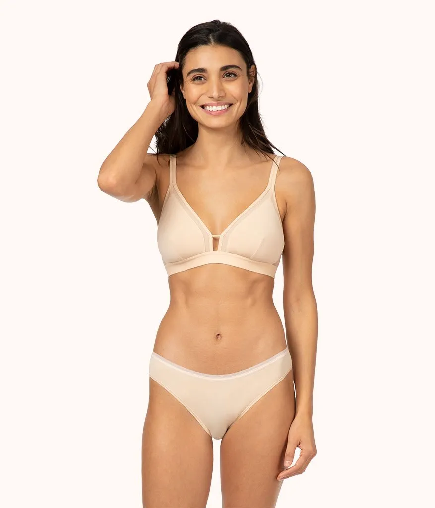 The Mesh Trim Padded Bralette Trio: Toasted Almond/Jet Black/Smoke