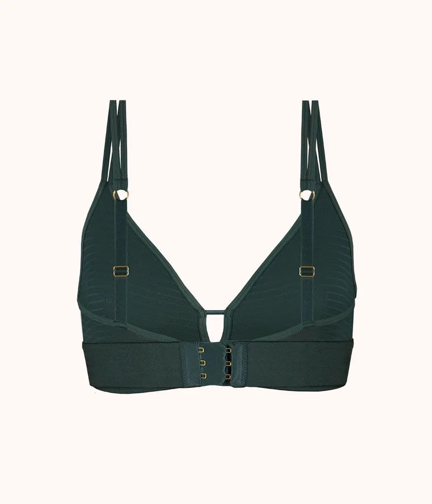 The Stripe Mesh Bralette: Emerald