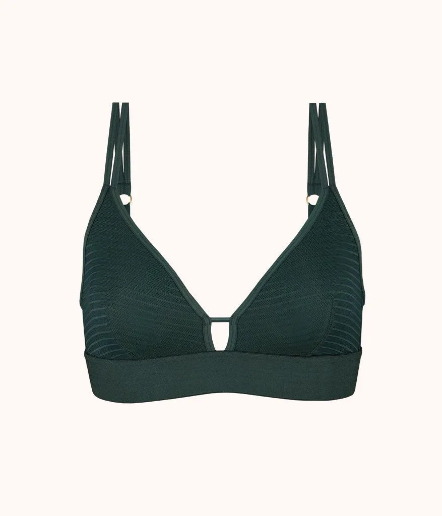 The Stripe Mesh Bralette: Emerald