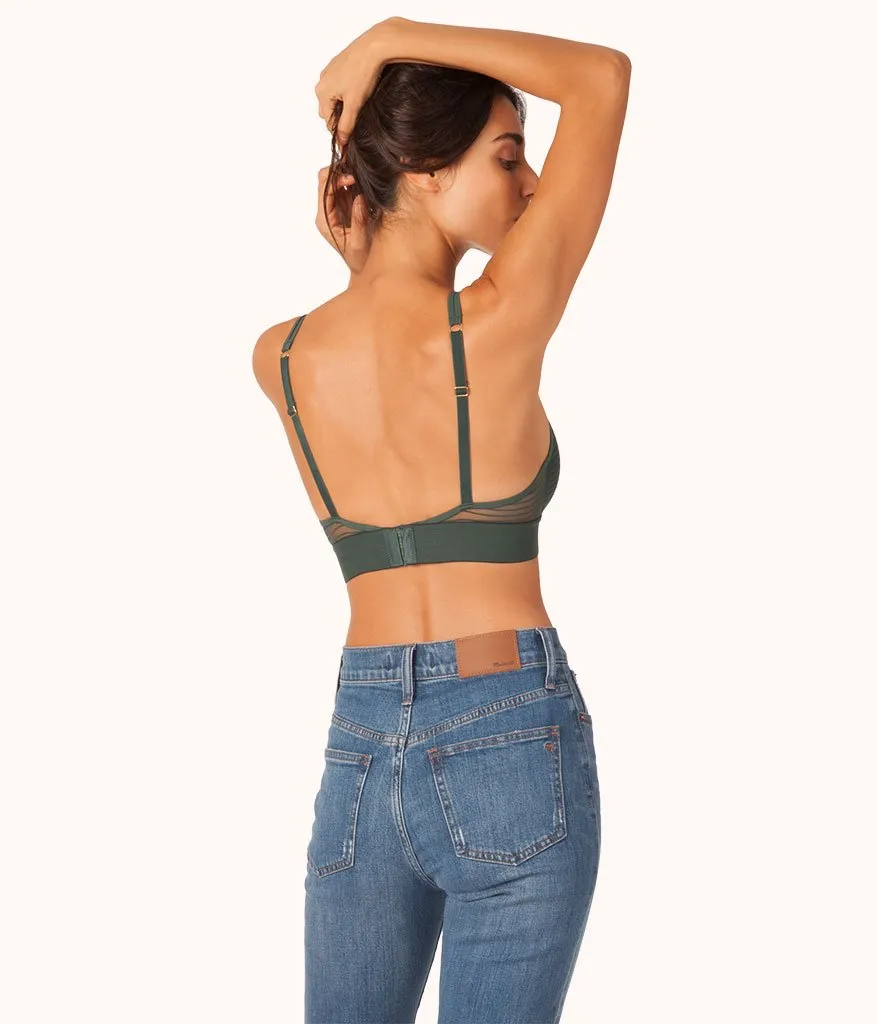 The Stripe Mesh Bralette: Emerald