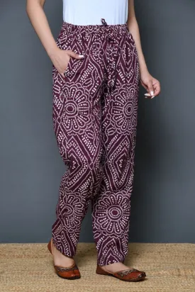 Wine Bandhej Pajama Pants